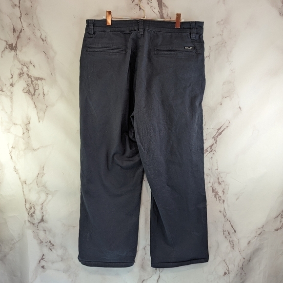 Rollas Pants Mens 34 X 32 Lazy Boy Wide Leg New Ink Drill Dark Gray Carpenter - Picture 5 of 12